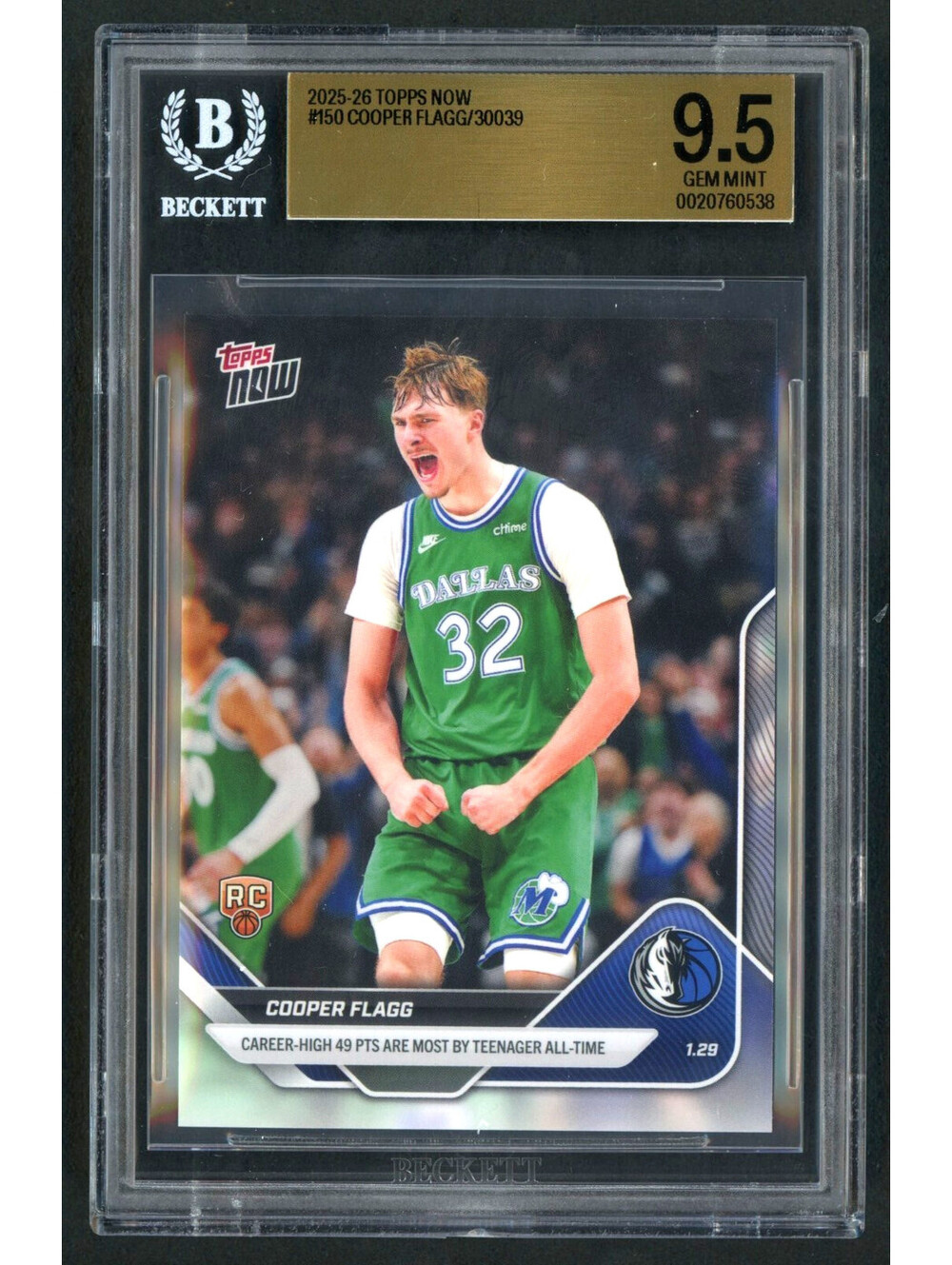 2025-26 Topps Now #150 Cooper Flagg Rookie Card (RC) BGS 9.5 Gem Mint